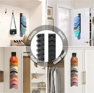 lot 9 image: Hat Display Organizer Rack . Adhesive door mount or wall screw in wall mount. 10 Hats