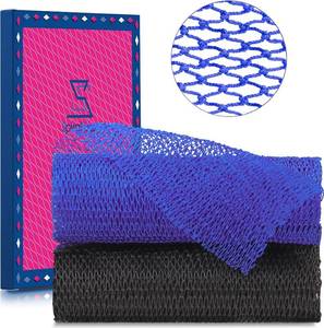 lot 5568 image: NEW 2 Pieces African Net Sponge   Real Authentic Exfoliating Bath Sponges for Silky Smooth Skin, Deep Cleansing Mesh for Full Body, Quick-Drying & Travel-Friendly Blue Black
