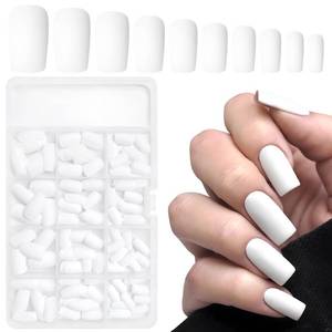 lot 56491 image: NEW LuckForever 240pc Matte Square Press on Nails Medium Glue on Nails White Fake Nails Medium Square Acrylic Nails Press on Nails Full Cover Artificial False Fingernails with Nail Glue Adhesive Tabs