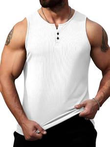 lot 56497 image: NEW XL Runcati Mens Workout Tank Tops Summer Gym Muscle Ribbed Sleeveless Henley Shirt Casual Knitted Slim Fit Beach Tee