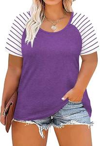 lot 56524 image: DOLNINE Womens Plus Size Tops Striped Raglan Tee Shirts Casual Tunics Blouses SIZE 18W