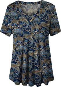 lot 56531 image: U.Vomade Womens Plus Size Tops Short Sleeve Blouses Flowy Summer Tunic Top LG