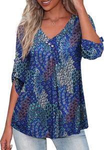 lot 56532 image: U.Vomade Womens 34 Sleeve Plus Size Tops Loose V Neck Blouses for Women 4X