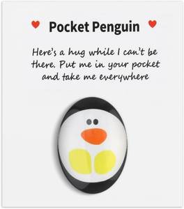 lot 56538 image: SAVITA Little Pocket Penguin Hug Glass Special Cute with an Encouraging Card Warm Gift for Friends Family