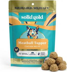 lot 56550 image: NEW Solid Gold Meatball Dog Food Toppers for Dry Food - High Protein Chicken Meatball Topper for Dogs - Complete Meal, Meal Mix in or Soft Dog Treats - Gut Support - 3 Pack Refrigerate After Opening