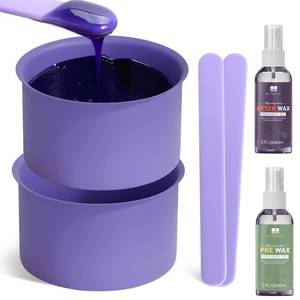 lot 56555 image: BLITZWAX 2pcs Silicone Wax Pot Liners for Hair Removal, Purple Wax Warmer Bowls Kit with Sticks for Women and Men Body Waxing, Reusable and Easy to Clean Accessories, Compatible with 16 oz Waxing Kit