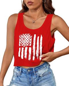 lot 56556 image: LG Aluvee USA 4th of July Tank Tops Women Red White and Blue Shirts Tank Tops American Patriotic Flag Crop Sleeveless Tee