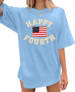 lot 56561 image: 4th of July Shirts Women American Flag Shirts Oversized America 1776 Shirt Casual Patriotic Short Sleeve Tops LG