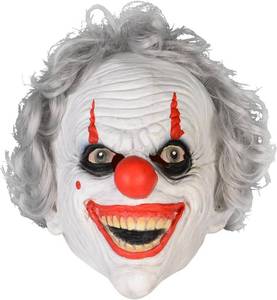 lot 56566 image: Halloween Latex Clown Mask for Adults - Scary Halloween Face Mask, Creepy Costume Mask with Realistic Detailing for Men, Halloween Masks for Parties & Events