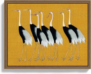 lot 56567 image: Bzstyleart Framed Vintage Wall Art Canvas, 8 x 10 Inch Crane Wall Decor for Living Room, Animals Painting Picture for Kitchen Office, Vintage Artwork for Dorm Farmhouse Cottage Gallery Restroom