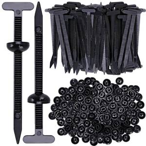 lot 56568 image: 100Pcs Nylon Universal Cable Tie Buckle with Pin & Button Design Automotive Zipper Clips - Zip Ties Heavy Duty Self-Locking Car Repair Fasteners as Fender, Fender Liner, Bumper(UV Resistant)