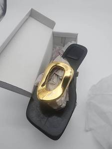 lot 56575 image: NEW Womens Black and Gold Sandels Size 8.5