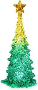 lot 56582 image: 11 Inch Tabletop Christmas Tree with Sparkling Glitter - Battery Operated Acrylic Lighted Christmas Tree for Home Office Fireplace Christmas Holiday Decoration Festive Decor Gift, White Glow