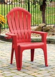 lot 25346 image: Big Easy Adirondak Patio Chair With Cup Holder, Cherry Red