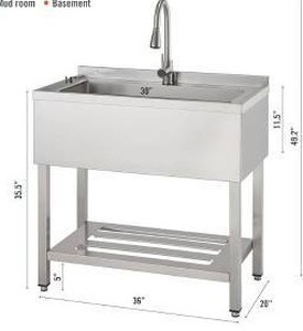 TRINITY Stainless Steel Freestanding Single Bowl Utility Sink