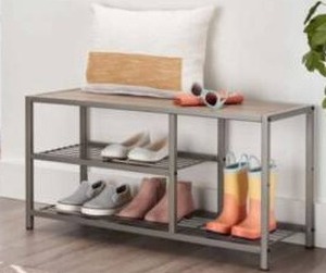 Trinity 3-Tier Metal Shoe Storage Bench 36"W x 13.2"D x 18"H