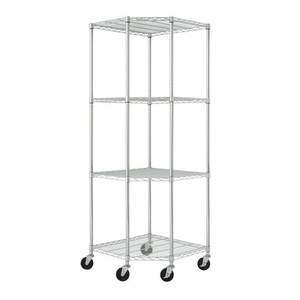 lot 25316 image: TRINITY EcoStorage 4 Tier Corner Shelving Rack with Wheels