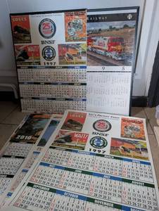 lot 1031 image: Lot of Multiple Years of BNSF Santa Fe Railway Safety Calendars - 25 in tall&nbsp