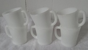 lot 2012 image: Set of 6 Fire King Milk Glass Mugs