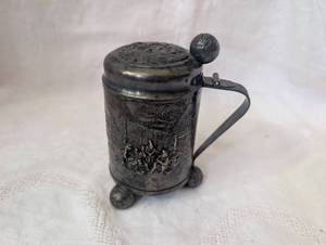 lot 2052 image: German Pewter Stein with Tavern Scene
