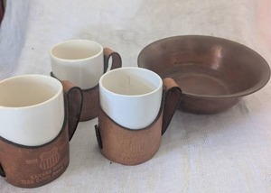 lot 2059 image: Union Pacific Kansas Division Safety Award Mug Set  Copper Bowl