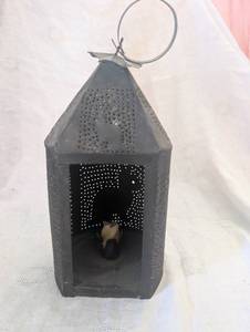 lot 2543 image: Punched Tin Bunny Design Candle Lantern&nbsp