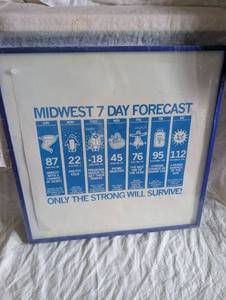 lot 2553 image: Midwest 7 Day Forecast Humorous Weather Framed Print - 20.5x20.5 in&nbsp