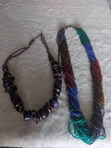 lot 3602 image: Multi-Strand Seed Bead Necklace with Purple Crystal Accent - 2 ct