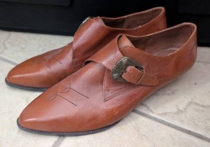 lot 3709 image: Capezio Brown Leather Monk Strap Shoes - Size 8.5