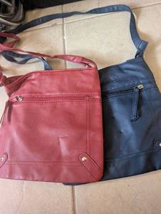 lot 3812 image: Faux Leather Crossbody Bag Set - Navy Blue and Red