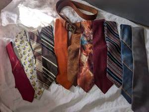 lot 3852 image: Designer Necktie Collection with Leather Belt