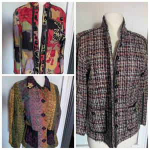 lot 3914 image: Tweed Blazer  Two Retro Jewel Button Blazers - 3 ct