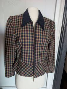lot 3922 image: 90s Plaza South Plaid Zip Jacket with Embroidered Collar