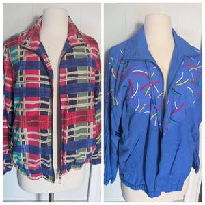 lot 3924 image: Koret Geometric Print  Retro Blue Windbreaker Jacket Bundle