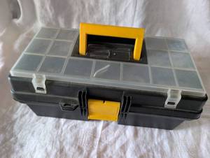 lot 4037 image: Stanley Tool Box (full) with Folding Ruler Set