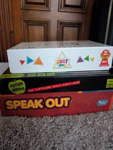 lot 5007 image: Board Game Bundle - Just One, Rotten Apples, and Speak Out Games