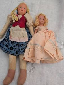 lot 5059 image: German Cloth Doll with Floral Dress