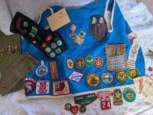 lot 5063 image: Vintage KC Local Boy Scout Collection with Merit Badges and Documents