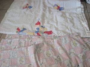 lot 5064 image: Handmade Baby Quilts with Applique and Crochet Trim - 2 ct