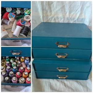 lot 4502 image: Set of 2 Sewing Storage Boxes - filled with supplies - 12x13x6 in&nbsp