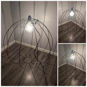 lot 400 image: 3 Large Wire Repurposed Lighting Fixtures (repurposed from old King Louie West Lanes) -30 in tall