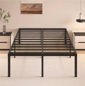 lot 17768 image: 20 Inch Full Size Bed Frame, No Box Spring Needed, Heavy Duty Black Metal Platform Mattress Foundation with Steel Slats, Non-Slip Noise Free Easy Assembly, Large Storage - Retail $95