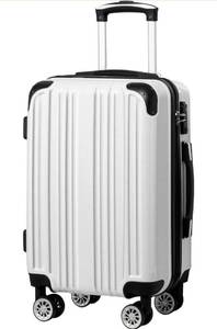 lot 17772 image: Coolife Carry On Luggage, Suitcase with Durable and Lightweight, carry on suitcase with PCABS Hardshell, Dual Spinner Wheels, TSA Lock, and YKK Zipper (white grid new, S(20in)_carry on) - Retail $60