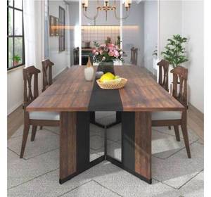 71 Inch Modern Farmhouse Dining Table for 6 Waterproof Wood Top Adjustable Legs Metal Frame Kitchen Living Room - Brown - Retail: $199