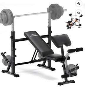lot 17790 image: Flybird Standard Weight Bench with Preacher Curl, Leg Developer, Chest & Shoulder Rack - Retail $179