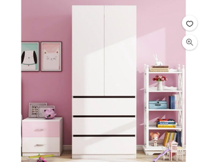 lot 17794 image: Twin Fins 32 Modern White Closet System with Spacious Storage - 3 Drawers -White - Retail $316
