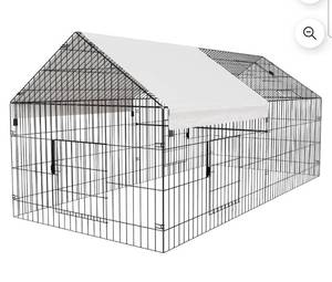 lot 17796 image: NUGRIART Chicken Coop, Chicken Run Pen with Waterproof Cover Portable Metal Outdoor Cage Enclosure for Small Animals - Retail $139