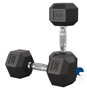lot 17804 image: Garvee 25 LB Hex Dumbbell Set of 2 with Cast Iron Core, Rubber Encased Coating and Textured Carbon Steel Handle for Home Gym Strength Training - Retail $108
