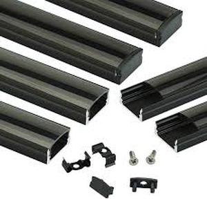 lot 2089 image: Muzata 6Pack 3.3FT1M Deeper LED Channel System with Transparent Smoky Black Cover Lens Black Deep Aluminum LED Diffuser Channel U101 BB 1M