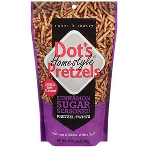 lot 3306 image: Dots Homestyle Pretzels Cinnamon Sugar Twists - 16oz